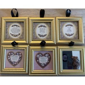 Heartfelt Collection Goldtone Wood 4X4" Signs Set Of 6